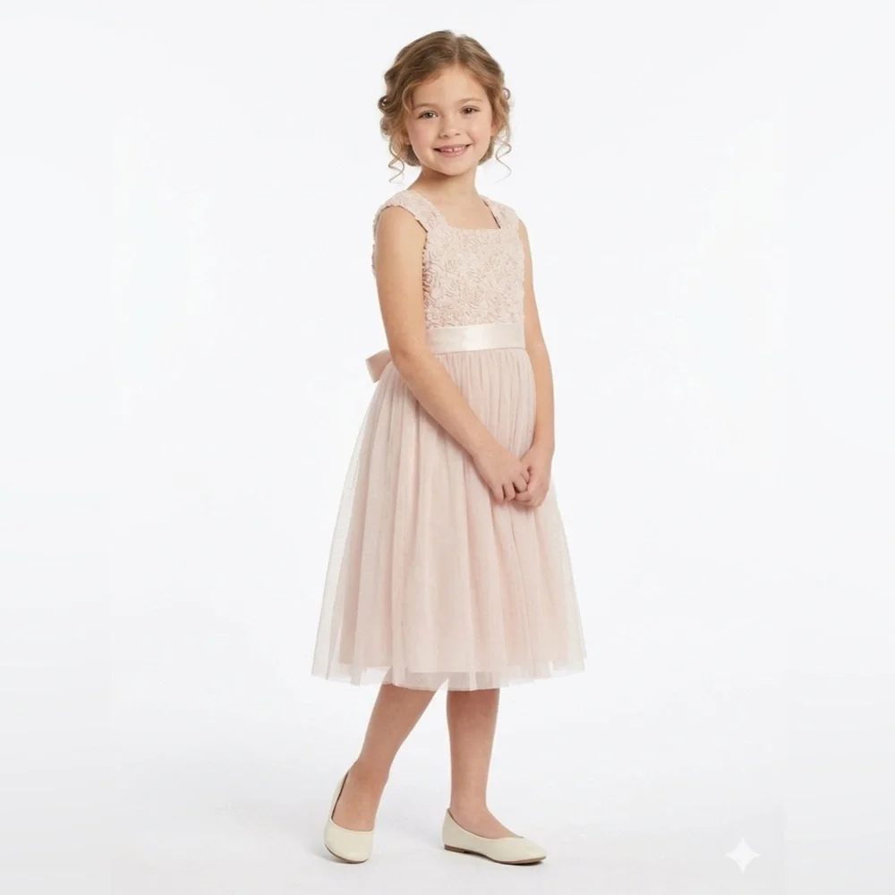 Pastourelle Pippa & Julie Girls Champagne Rosette Tulle Special Occasion Dress